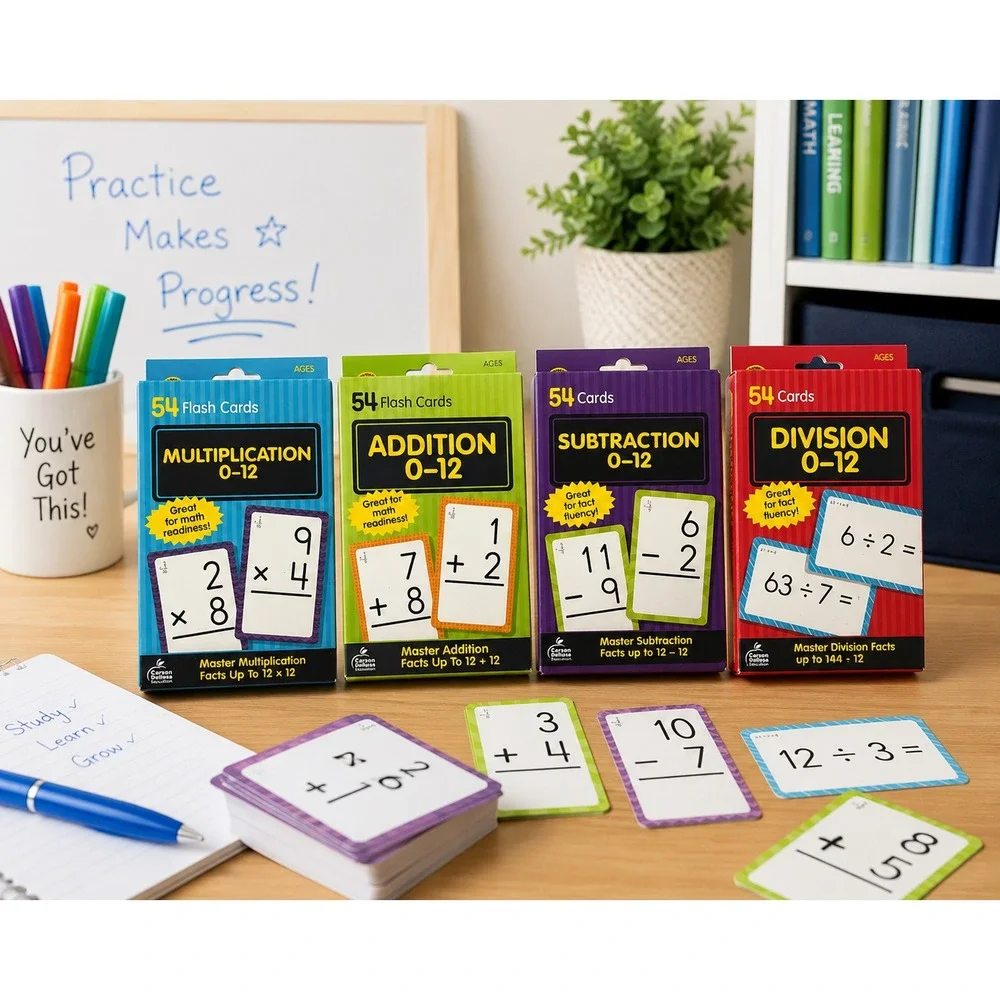 Carson Dellosa Math Flash Cards Set Addition Subtraction Multiplication Division